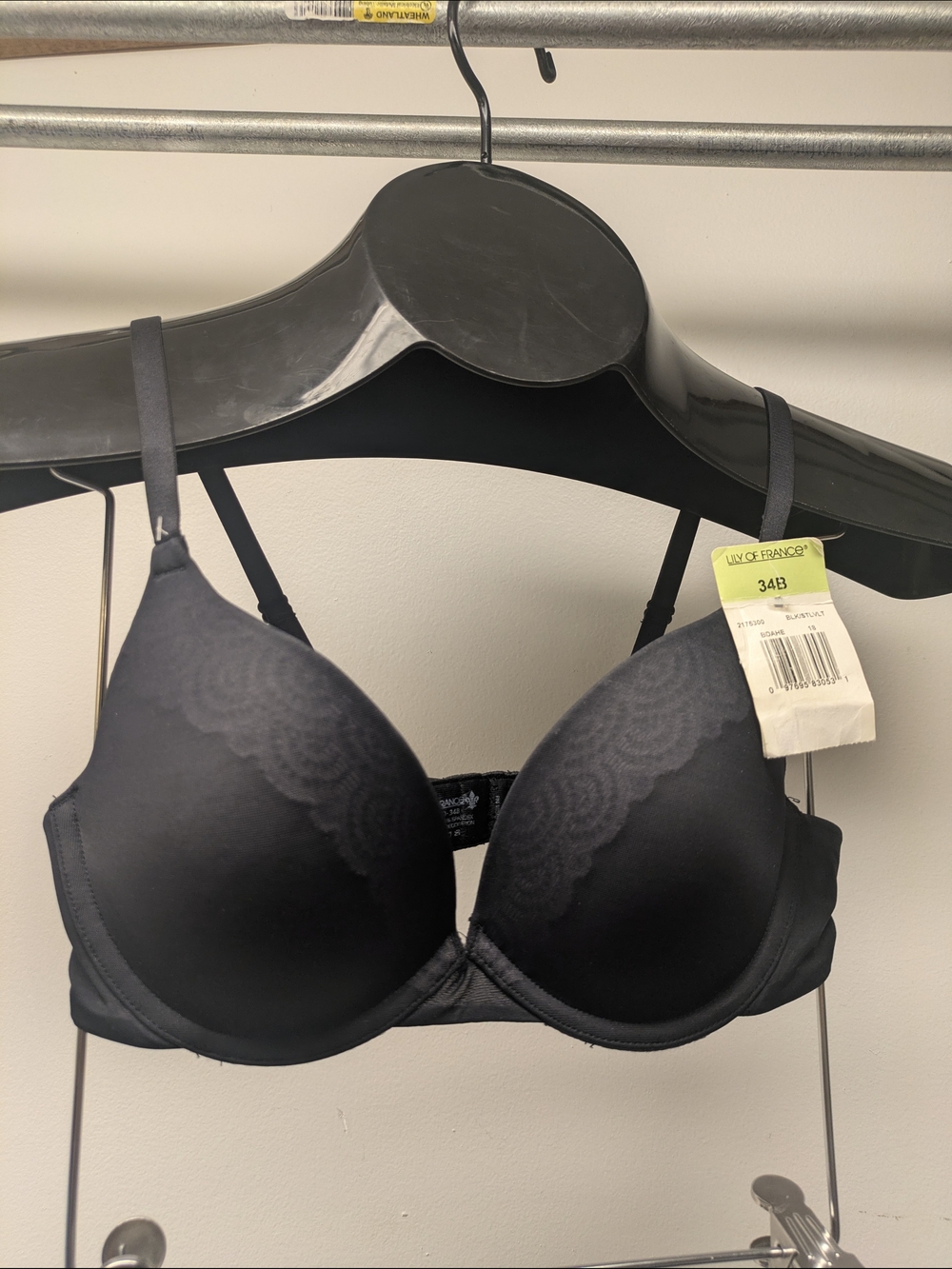 34B Lily Of France Blk T-Shirt Bra Smooth & Sleek Push Up Underwire Bra 2175300